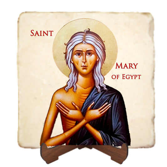 St.Mary of Egypt Icon,Women Saint,Marble Icon,Handmade,Prayer gift,Christian Icon