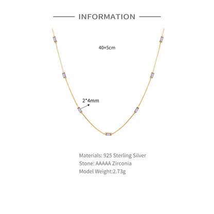 Gold Fine White Zircon Necklace