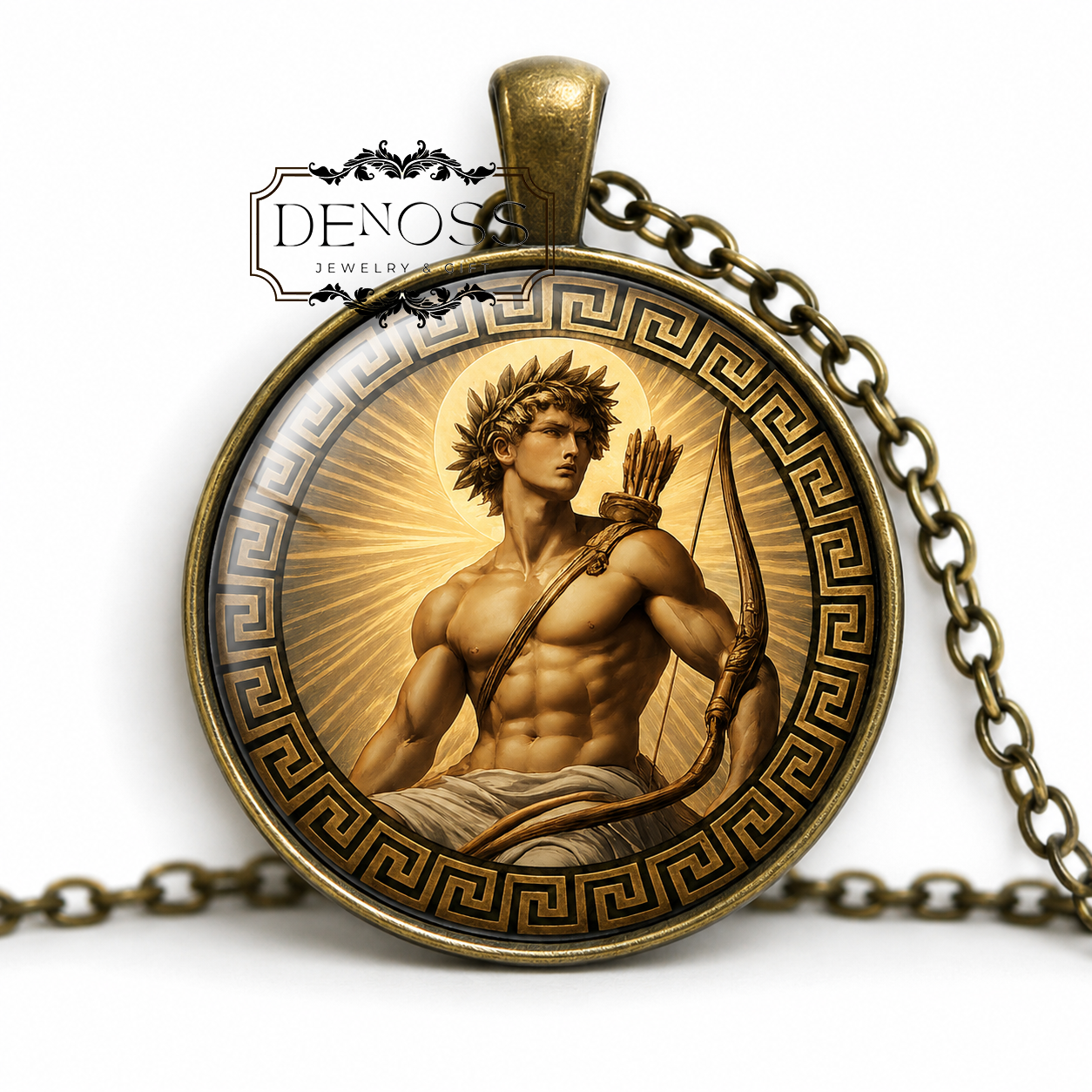 APOLLO Necklace,God of the Sun,God of Archery,God of Healing,God of Prophecy,God of Truth,Greek,Mythology,Glass pendant