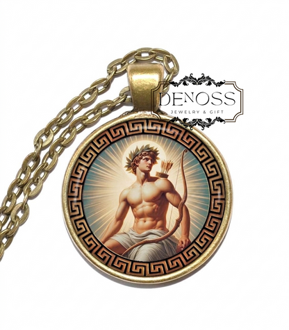 APOLLO Necklace, God of the Sun,God of Archery,God of Healing,God of Prophecy,God of Truth,Greek, Mythology,Glass pendant