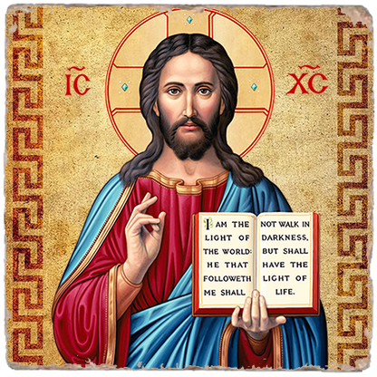 Christ the Lifegiver Marble Icon,Handmade,Baptism gift,Christian Icon