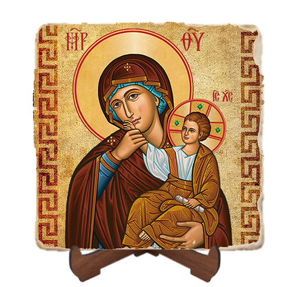Our Lady of Consolation,Marble Icon,Handmade,Baptism gift,Christian Icon