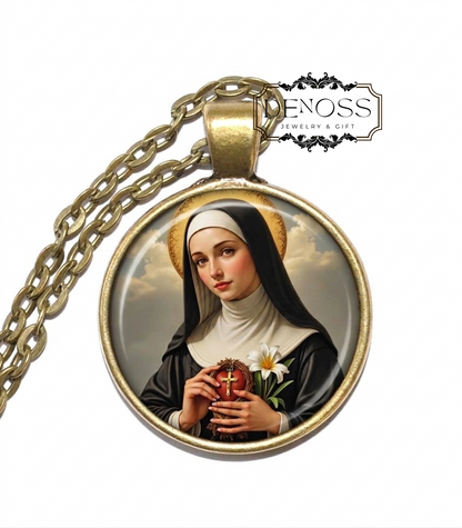 SAINT CATHERINE of SIENA Necklace,Patron Saint of Nurses,Patron Saint of Writers,Patron Saint of Those Seeking Spiritual Strength