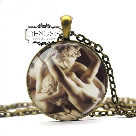 Cupid and Psyche Pendant Necklace,Classic Art