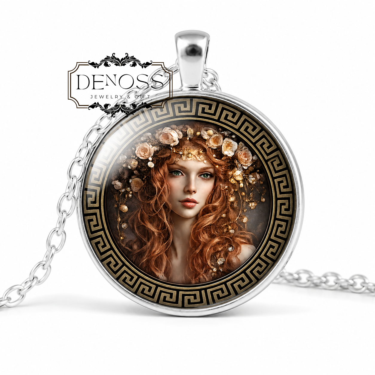 PERSEPHONE Necklace,Goddess of Spring,Queen of the Underworld,Greek,Wife of Hades, Growth,Fertility Love,Glass Pendant
