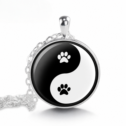 Yin Yang Paw Print Necklace,Yoga Jewelry,Good Karma Gift Balance Pendant