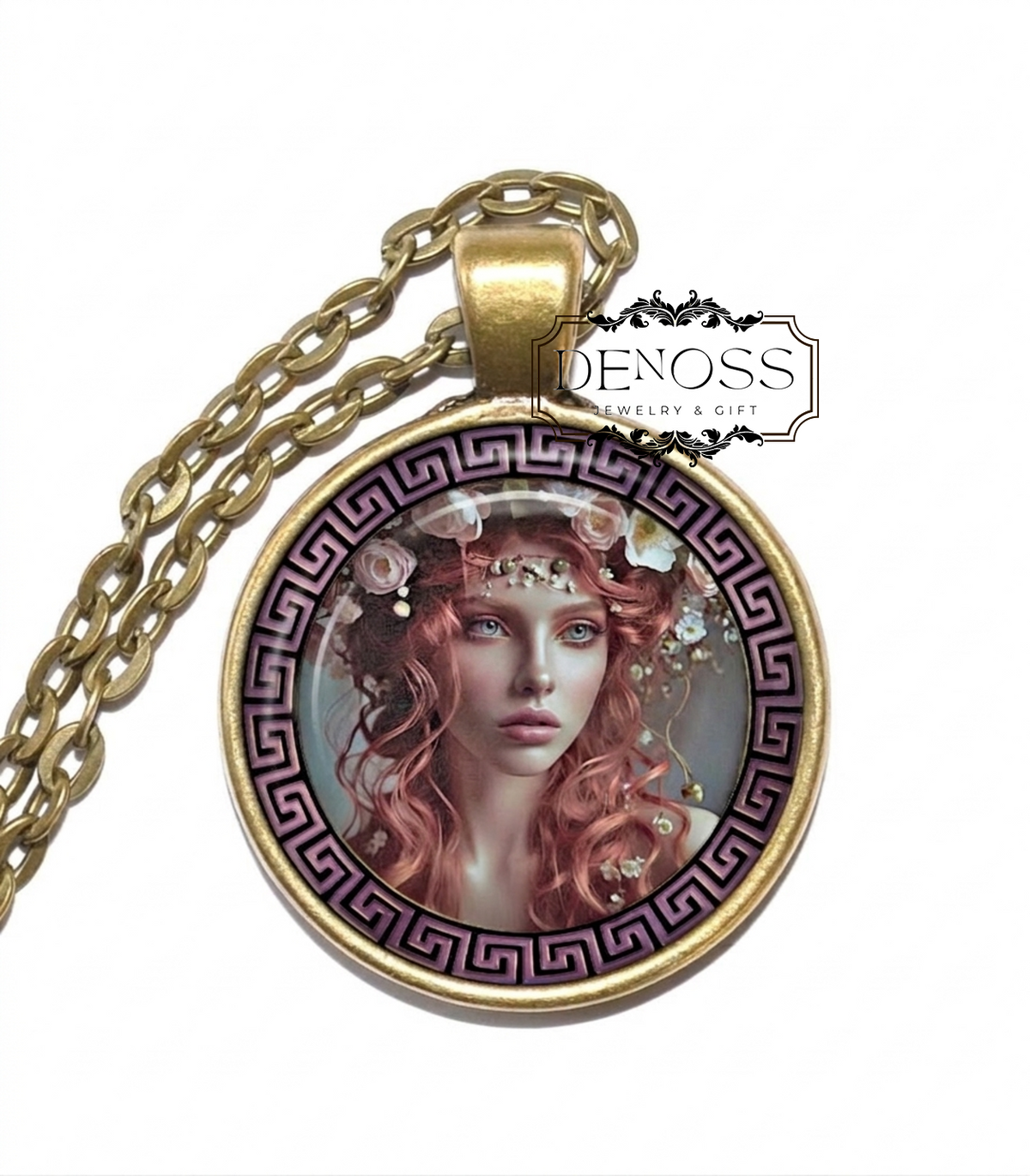 PERSEPHONE Necklace,Goddess of Spring,Queen of the Underworld,Greek, Wife of Hades,Growth,Fertility,Love,Glass Pendant