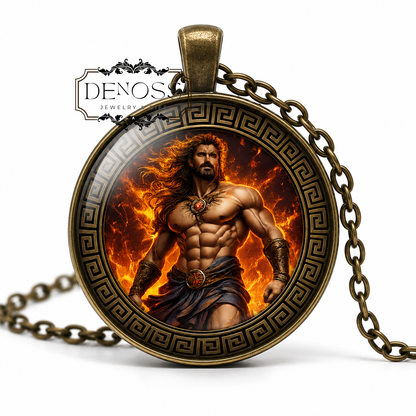 PERSES Necklace,Titan of Destruction or Titan of Ruin,Primal Force,Father of Hecate,Dark God,Greek Mythology,Glass pendant