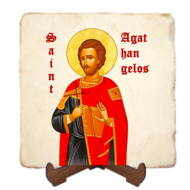 St.Agathangelos Icon,Men Saints,Marble Icon,Handmade,Prayer gift,Christian Icon