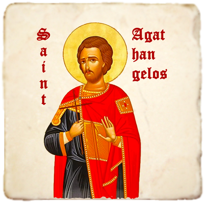 St.Agathangelos Icon,Men Saints,Marble Icon,Handmade,Prayer gift,Christian Icon