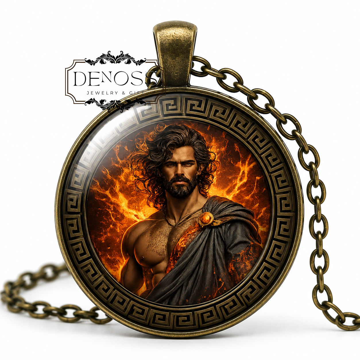 PERSES Necklace,Titan of Destruction or Titan of Ruin,Primal Force,Father of Hecate,Dark God, Greek Mythology,Glass pendant