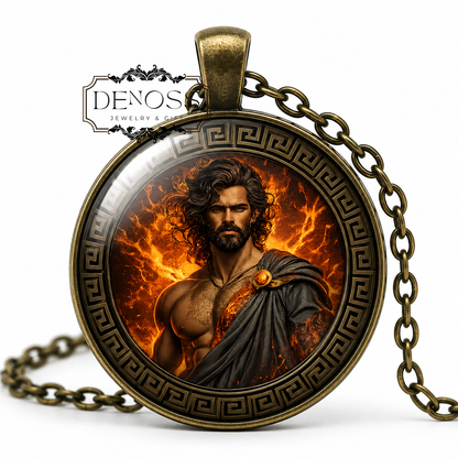 PERSES Necklace,Titan of Destruction or Titan of Ruin,Primal Force,Father of Hecate,Dark God, Greek Mythology,Glass pendant