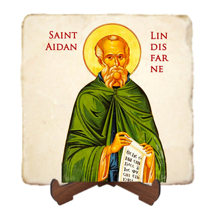 St.Aidan of Lindisfarne Icon,Men Saints,Marble Icon,Handmade,Prayer gift,Christian Icon