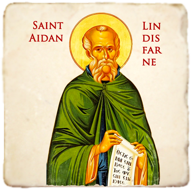 St.Aidan of Lindisfarne Icon,Men Saints,Marble Icon,Handmade,Prayer gift,Christian Icon