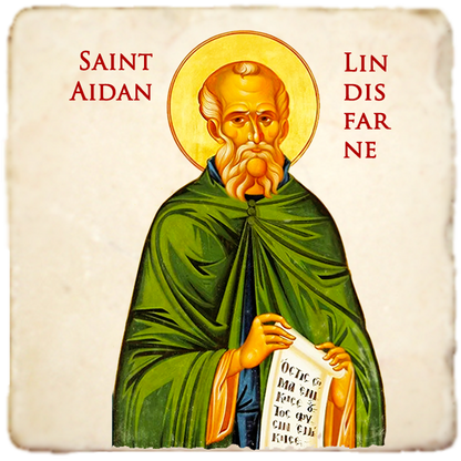 St.Aidan of Lindisfarne Icon,Men Saints,Marble Icon,Handmade,Prayer gift,Christian Icon