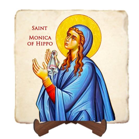 St.Monica of Hippo Icon,Women Saint,Marble Icon,Handmade,Prayer gift,Christian Icon