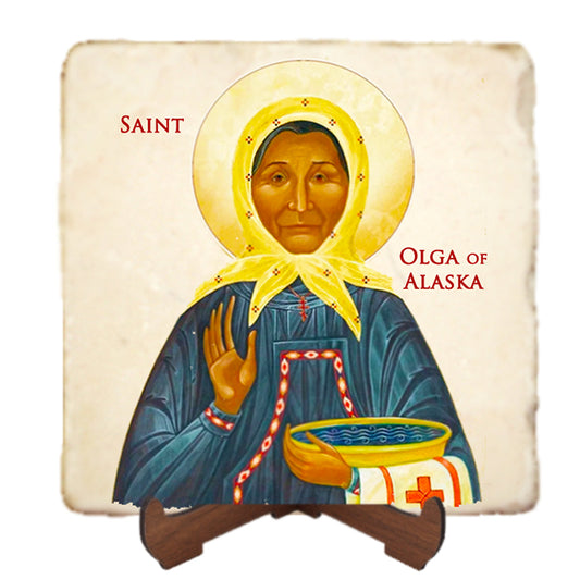 St.Olga of Alaska Icon,Women Saint,Marble Icon,Handmade,Prayer gift,Christian Icon