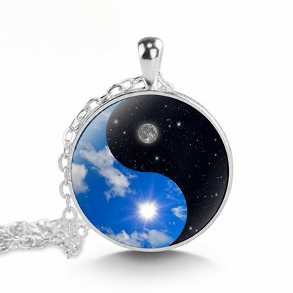 Yin Yang Glass Cabochon Necklace,Yoga Jewelry,Balance Pendant