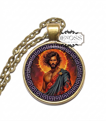 PERSES Necklace,Titan of Destruction or Titan of Ruin,Primal Force,Father of Hecate,Dark God,Greek Mythology,Glass pendant