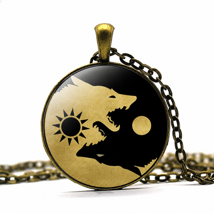 Wolves Yin Yang Pendant Necklace