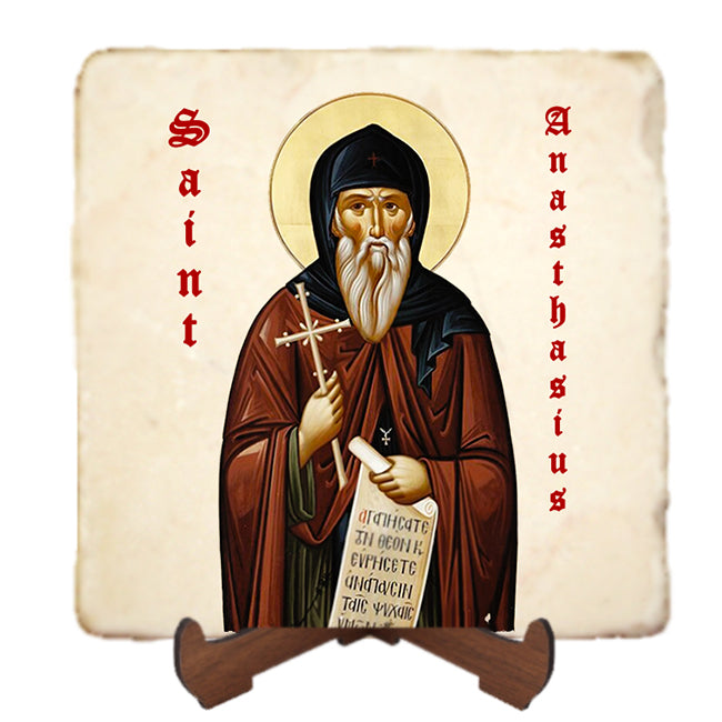 St.Anasthasius Icon,Men Saints,Marble Icon,Handmade,Prayer gift,Christian Icon