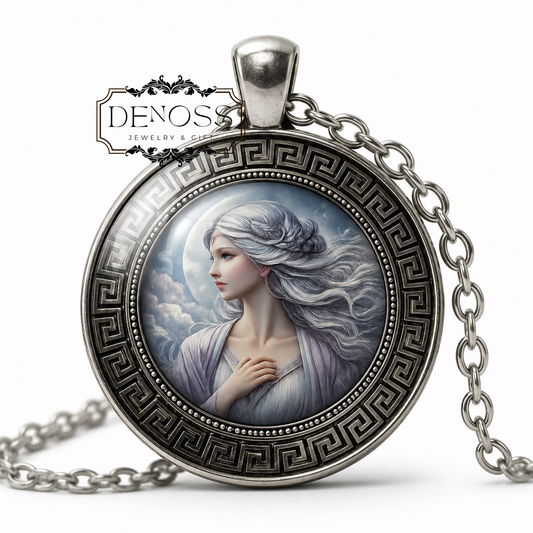 PHOEBE Necklace,Titaness of Prophecy,Titaness of Intellect,Daughter of Gaia,Daughter of Uranus,Greek Mythology,Glass Pendant