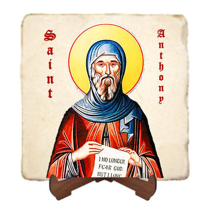 St.Anthony the Great Icon,Men Saints,Marble Icon,Handmade,Prayer gift,Christian Icon