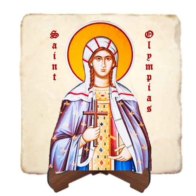 St.Olympias the Younger Icon,Women Saint,Marble Icon,Handmade,Prayer gift,Christian Icon