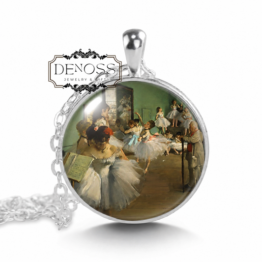 Degas Ballet Pendant Necklace,The Dance Class Classic Art Jewelry