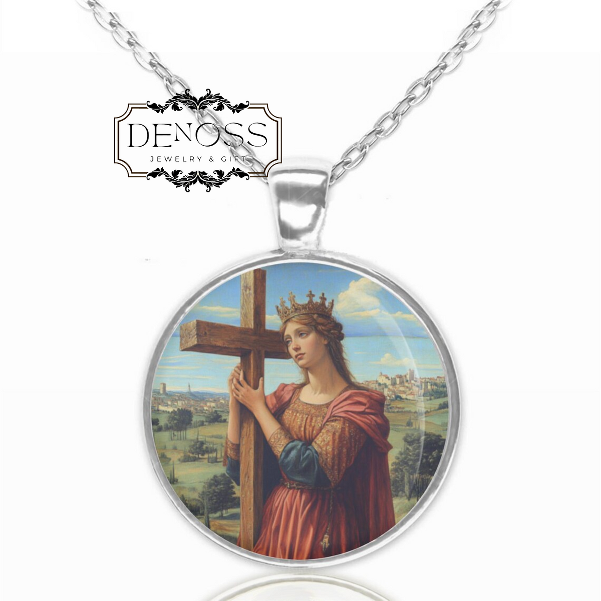 Saint Helena of Constantinople Necklace,Medal Religious Pendant Jewelry
