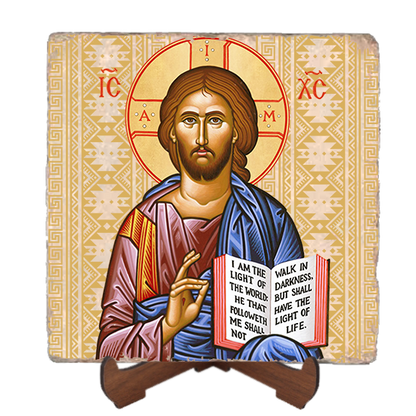 Christ the Teacher Icon,Marble Icon,Handmade,Baptism gift,Christian Icon