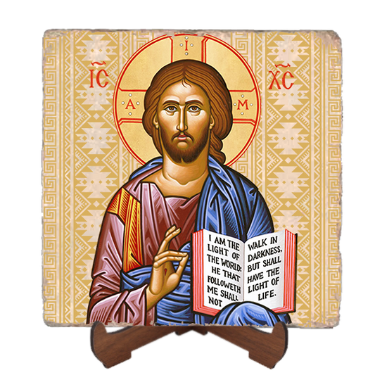 Christ the Teacher Icon,Marble Icon,Handmade,Baptism gift,Christian Icon