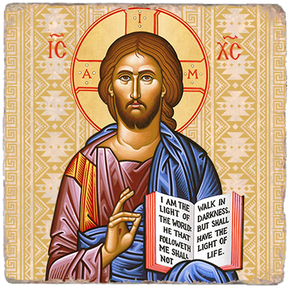 Christ the Teacher Icon,Marble Icon,Handmade,Baptism gift,Christian Icon