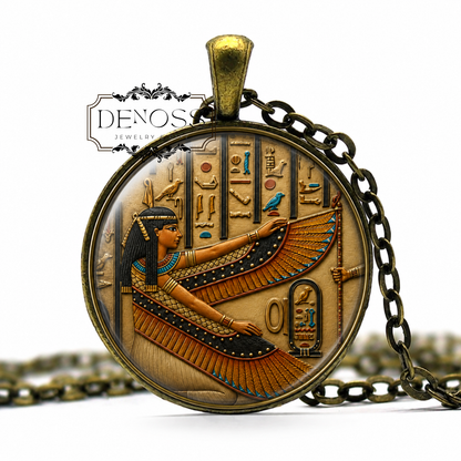 Egyptian Goddess Isis Pendant Necklace,Isis Jewelry,Egyptian Jewelry,Egyptology,Pyramids Archaeology Lover,Hieroglyphics