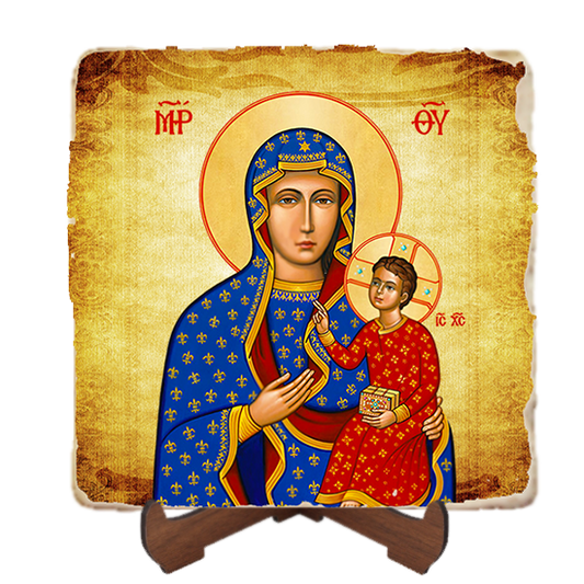 Our Lady of Czestochowa,Marble Icon,Handmade,Baptism gift,Christian Icon