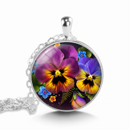 Pansies necklace,sorority sister gift,sorority jewelry
