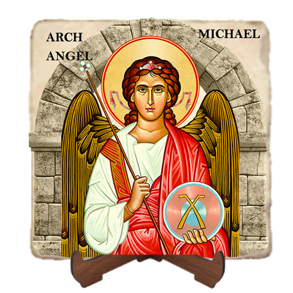 St. Michael Icon,Marble Icon,Handmade,Baptism gift,Christian Icon