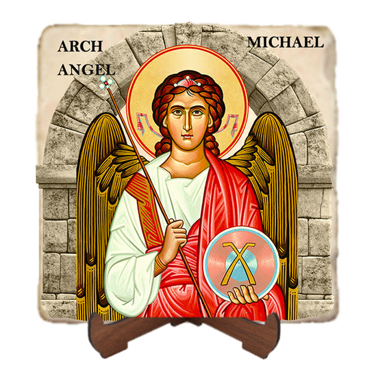 St. Michael Icon,Marble Icon,Handmade,Baptism gift,Christian Icon