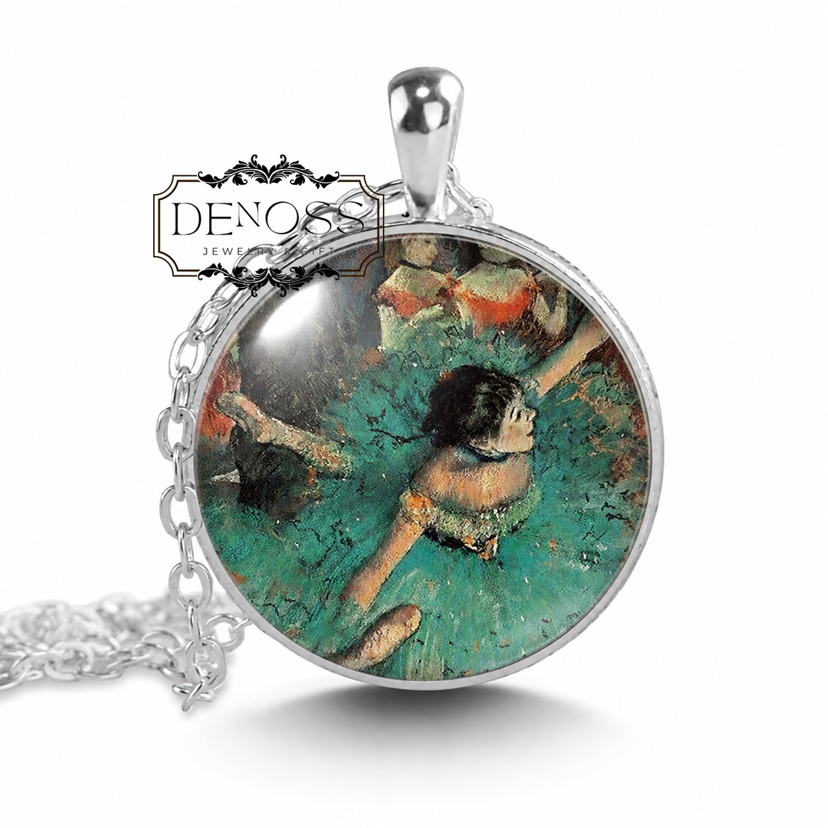 Degas Blue Dancers Pendant Necklace,Famous Art Jewellery