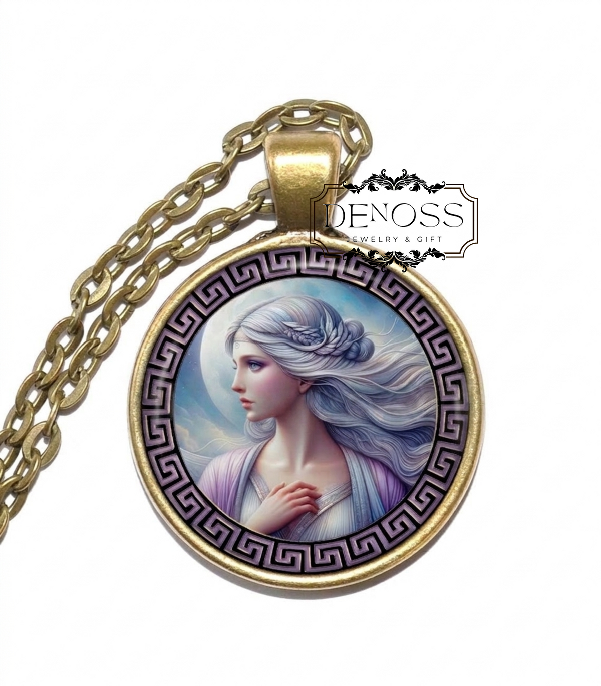 PHOEBE Necklace,Titaness of Prophecy,Titaness of Intellect,Daughter of Gaia,Daughter of Uranus,Greek,Mythology,Glass Pendant