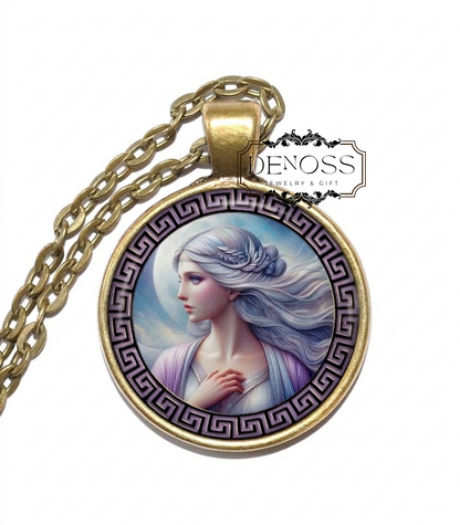 PHOEBE Necklace,Titaness of Prophecy,Titaness of Intellect,Daughter of Gaia,Daughter of Uranus,Greek,Mythology,Glass Pendant