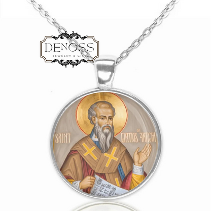 Saint Ignatius of Antioch Religious Necklace,Christian Catholic Medal Pendant