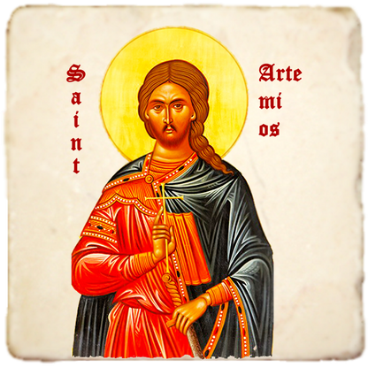 St.Artemios Icon,Men Saints,Marble Icon,Handmade,Prayer gift,Christian Icon