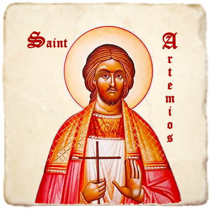 St.Artemios Icon,Men Saints,Marble Icon,Handmade,Prayer gift,Christian Icon
