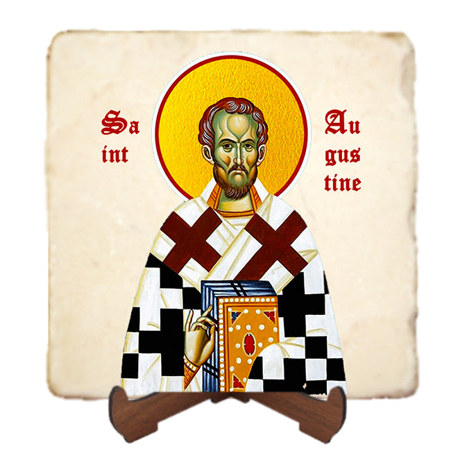 St.Augustine Icon,Men Saints,Marble Icon,Handmade,Prayer gift,Christian Icon