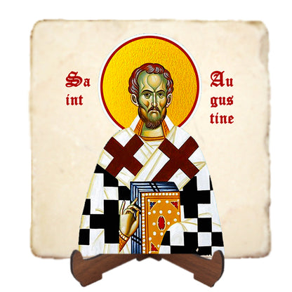 St.Augustine Icon,Men Saints,Marble Icon,Handmade,Prayer gift,Christian Icon