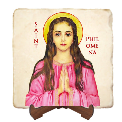 St.Philomena Icon,Women Saint,Marble Icon,Handmade,Prayer gift,Christian Icon