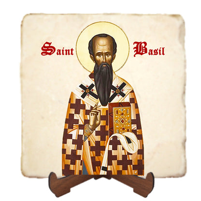 St.Basil Icon,Men Saints,Marble Icon,Handmade,Prayer gift,Christian Icon
