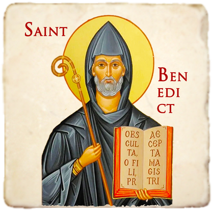 St.Benedict Icon,Men Saints,Marble Icon,Handmade,Prayer gift,Christian Icon