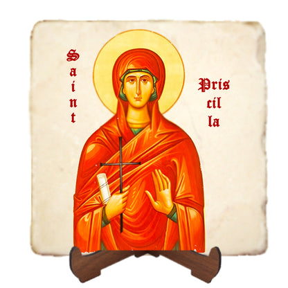St.Priscilla Icon,Women Saint,Marble Icon,Handmade,Prayer gift,Christian Icon